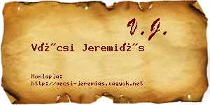 Vécsi Jeremiás névjegykártya